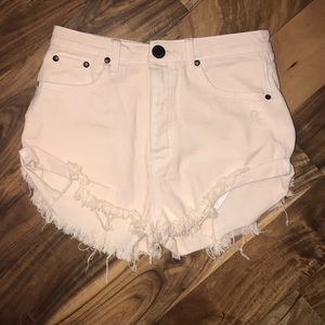Light pink denim shorts